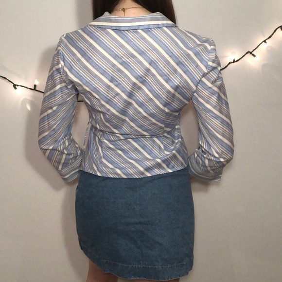 Vintage 70s Style Diagonal Stripe Side Tie Blouse - Picture 2 of 4